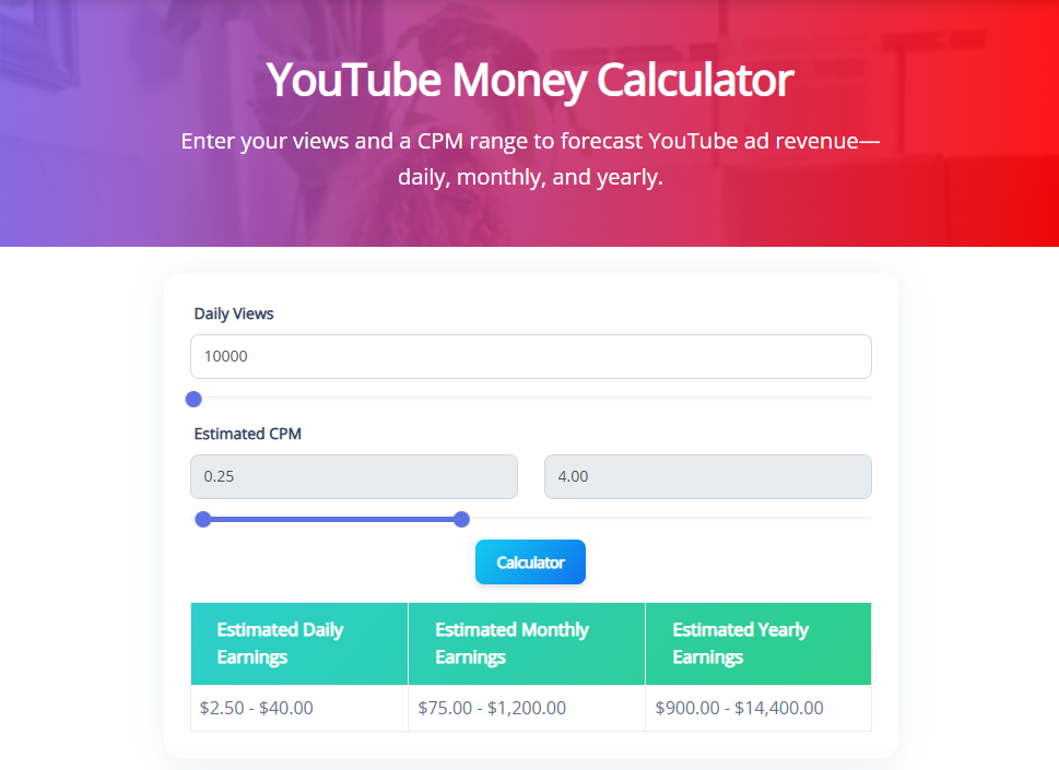 YouTube Money Calculator